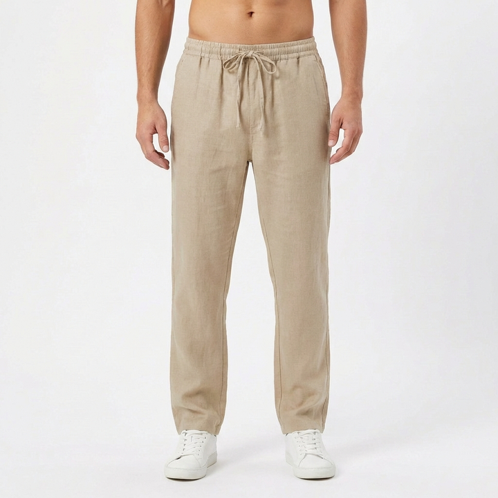Lucas | Pantalones de Lino Hombre con Cintura Elástica y Pernera Recta