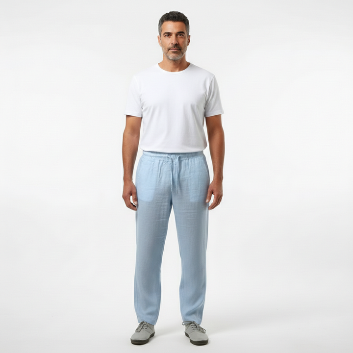 Lucas | Pantalones de Lino Hombre con Cintura Elástica y Pernera Recta