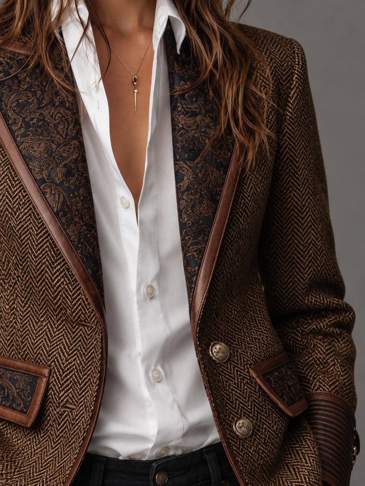 Laura | Blazer con Apliques de Chevron Estampado