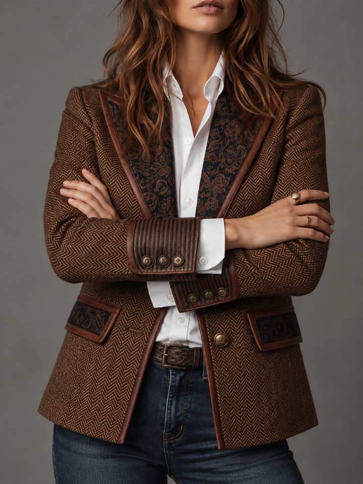 Laura | Blazer con Apliques de Chevron Estampado