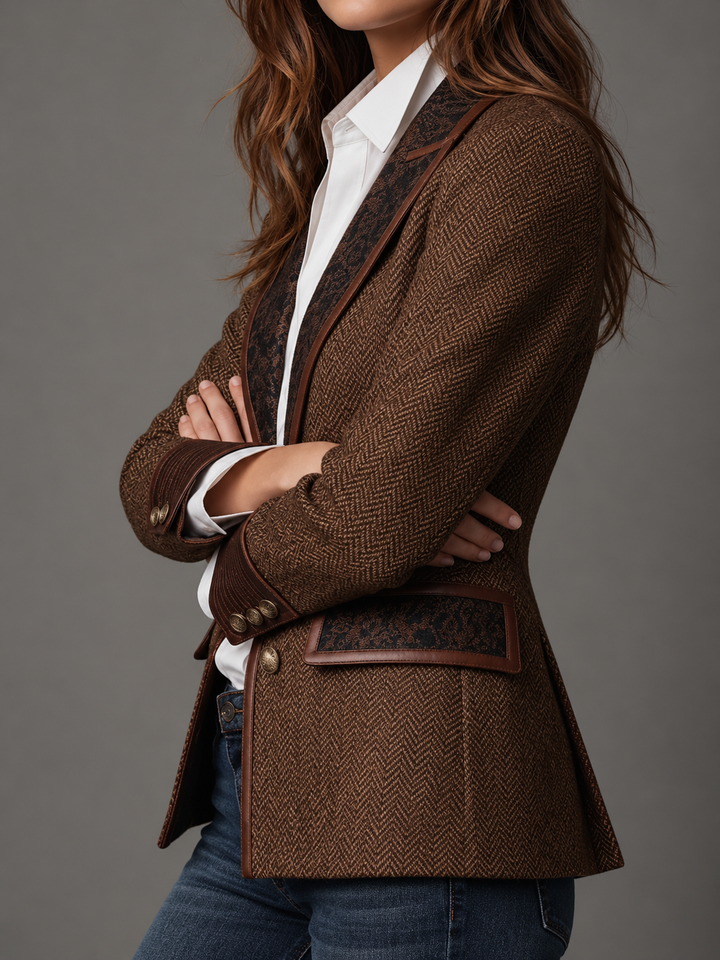 Laura | Blazer con Apliques de Chevron Estampado