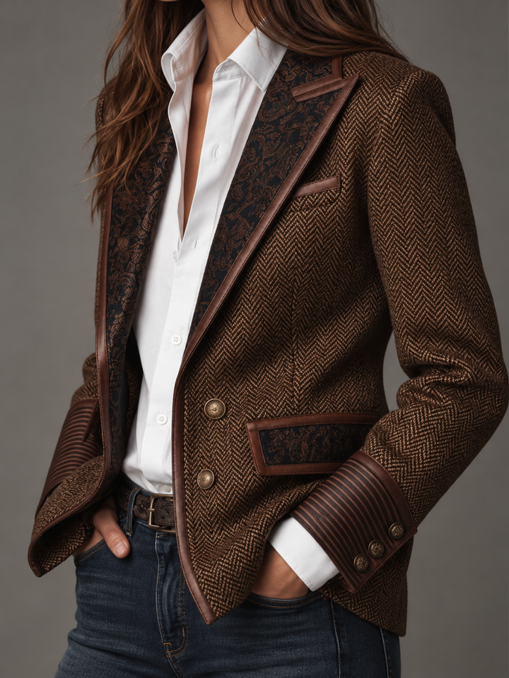 Laura | Blazer con Apliques de Chevron Estampado