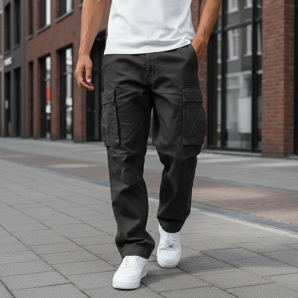 Adrián | Cargo Pants Hombre Bolsillos Laterales Corte Recto
