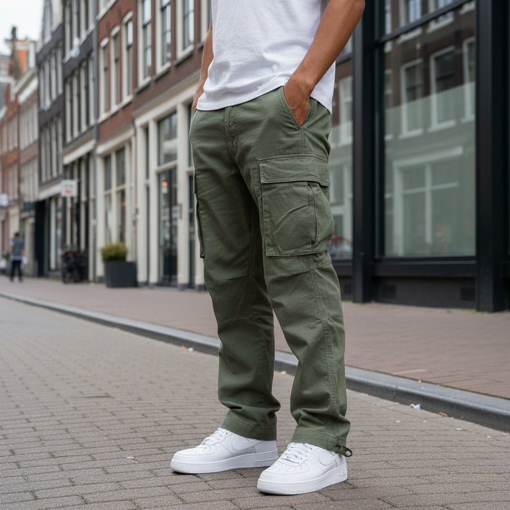 Adrián | Cargo Pants Hombre Bolsillos Laterales Corte Recto