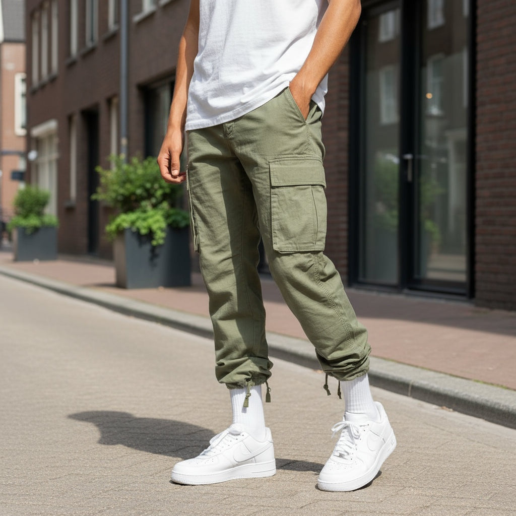 Adrián | Cargo Pants Hombre Bolsillos Laterales Corte Recto