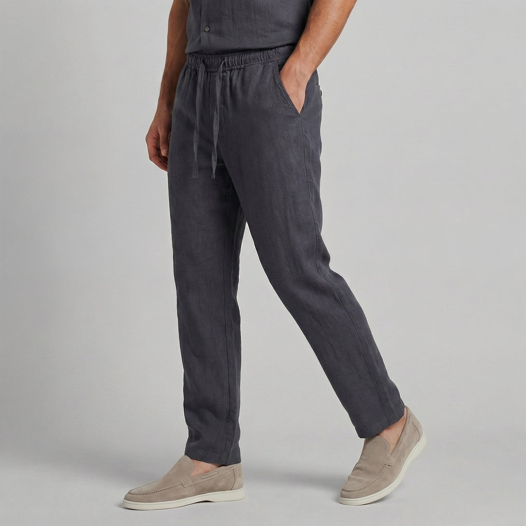 Andrés | Pantalón de Lino con Cordón Hombre Corte Recto