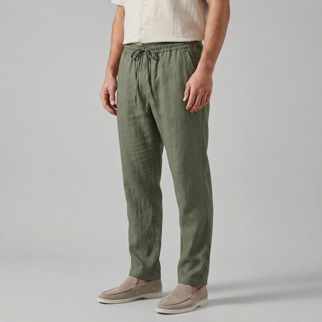 Andrés | Pantalón de Lino con Cordón Hombre Corte Recto