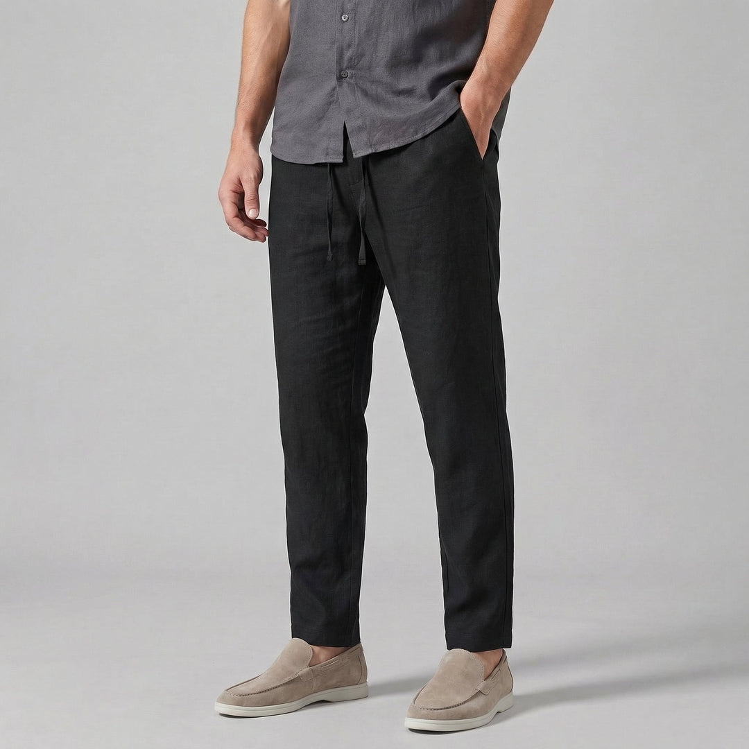 Andrés | Pantalón de Lino con Cordón Hombre Corte Recto