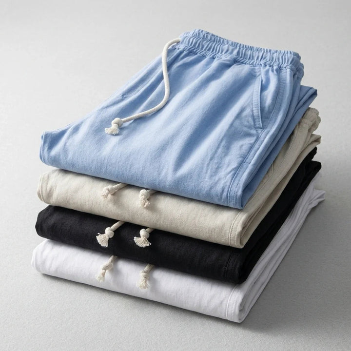 Andrés | Pantalón de Lino Hombre Cintura Elástica Cordón Pierna Ancha