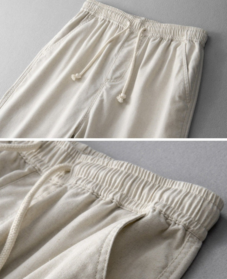 Andrés | Pantalón de Lino Hombre Cintura Elástica Cordón Pierna Ancha