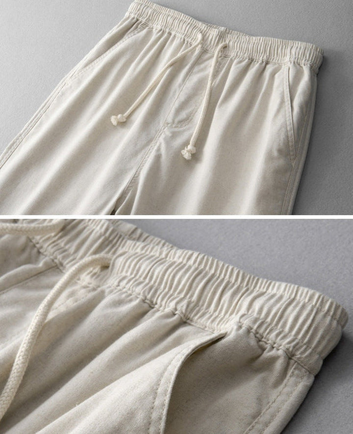 Andrés | Pantalón de Lino Hombre Cintura Elástica Cordón Pierna Ancha