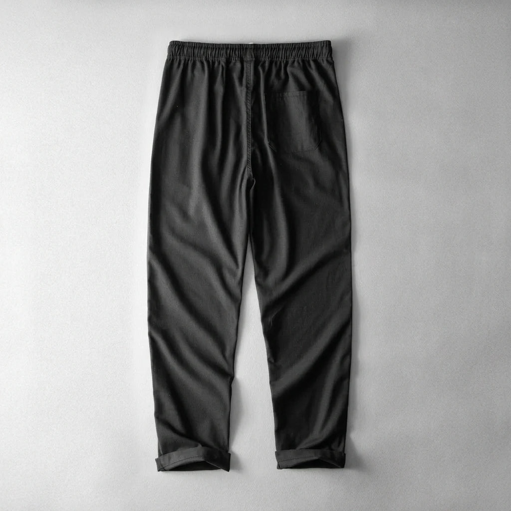 Andrés | Pantalón de Lino Hombre Cintura Elástica Cordón Pierna Ancha