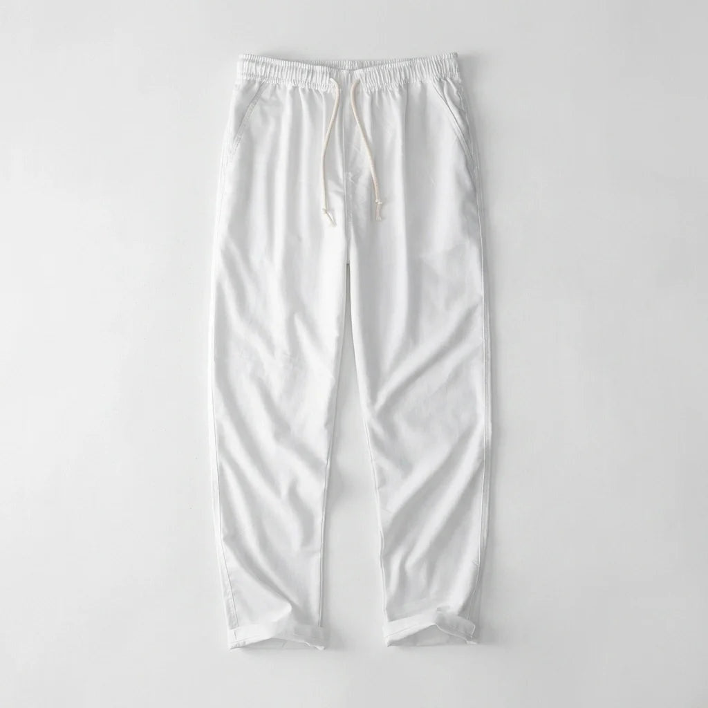 Andrés | Pantalón de Lino Hombre Cintura Elástica Cordón Pierna Ancha