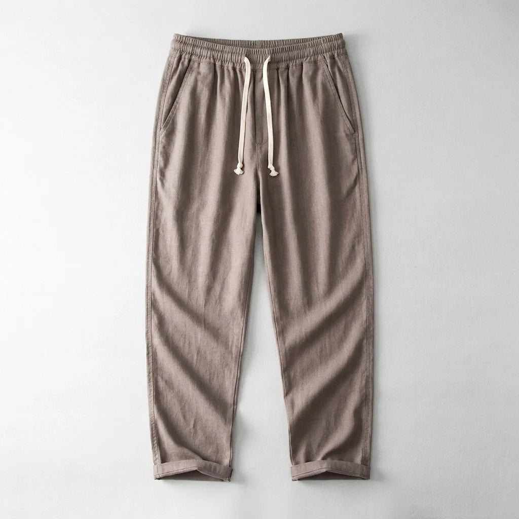 Andrés | Pantalón de Lino Hombre Cintura Elástica Cordón Pierna Ancha