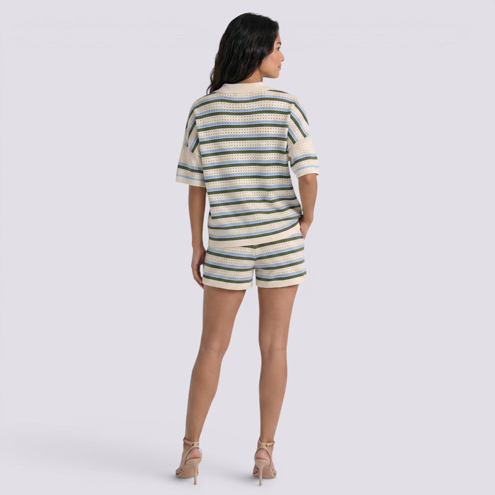 Conjunto Camisa Punto Rayas Mujer