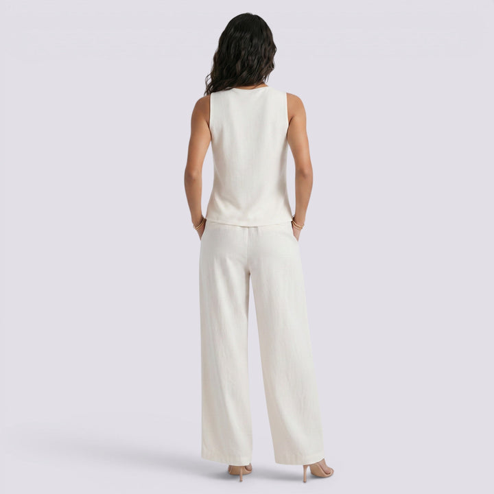 Conjunto Mujer Top Pantalón Ancho Verano Elegante