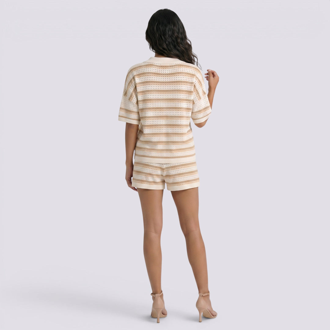 Conjunto Camisa Punto Rayas Mujer