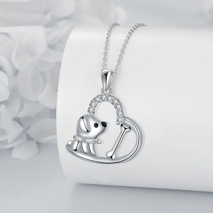 Collar de plata con corazón 'Fiel Compañero'