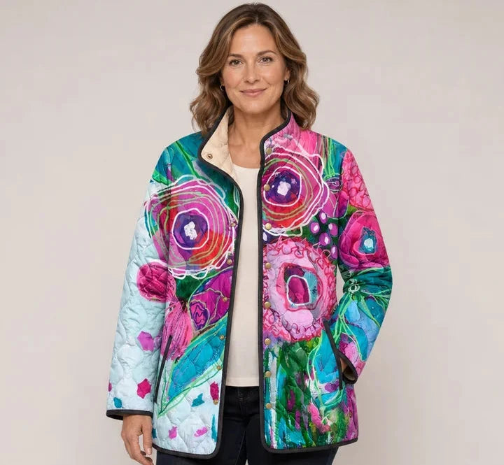 Tarja | Chaqueta Acolchada con Vibrantes Flores de Gran Tamaño