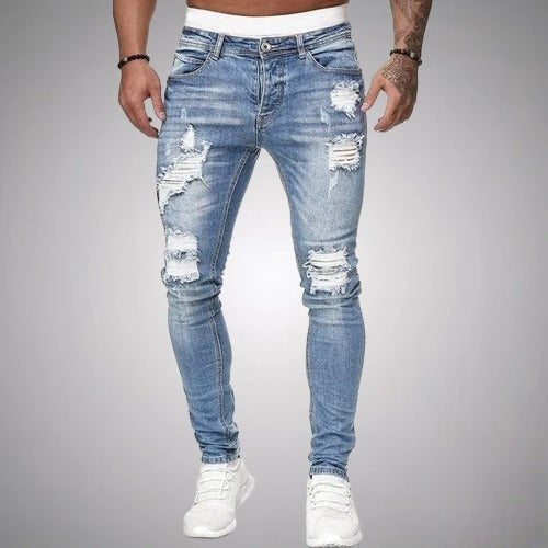 Diego | Pantalones Vaqueros Skinny Rotos Hombre Cintura Media