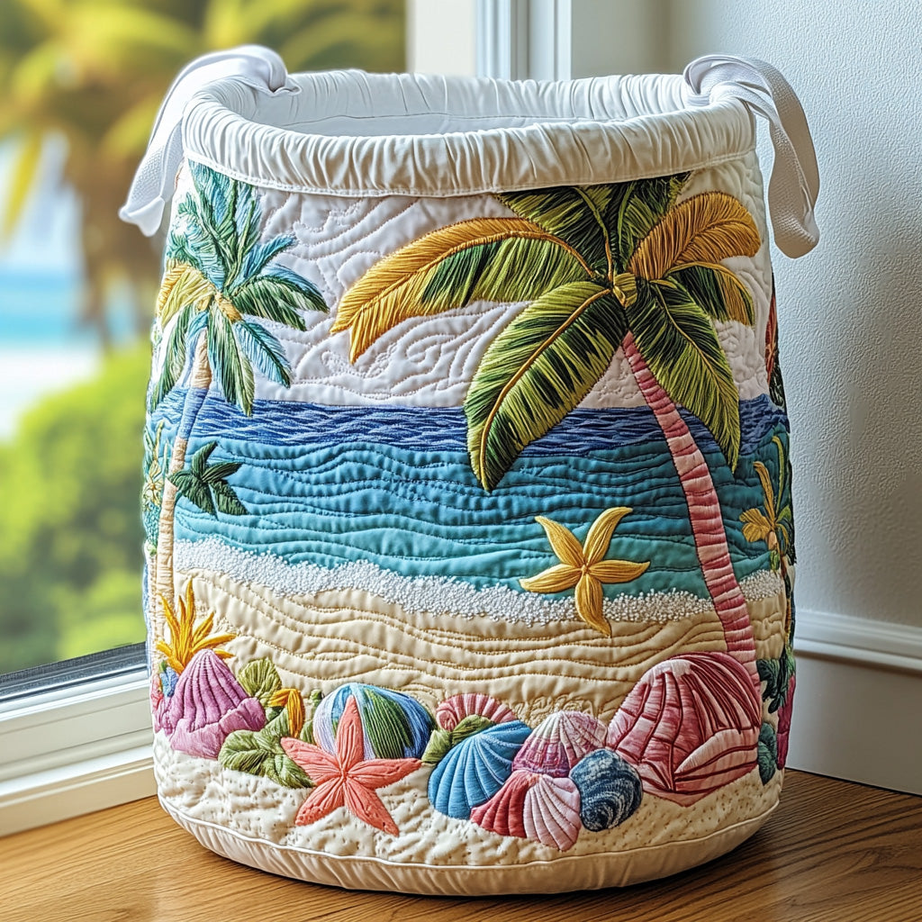 PALMSHELL | COASTAL PARADISE STORAGE BASKET WITH UPHOLSTERY