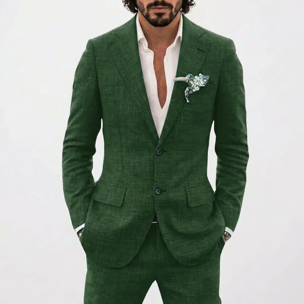 Emilio | Traje de Lino de Corte Relajado Hombre Solapa Clásica