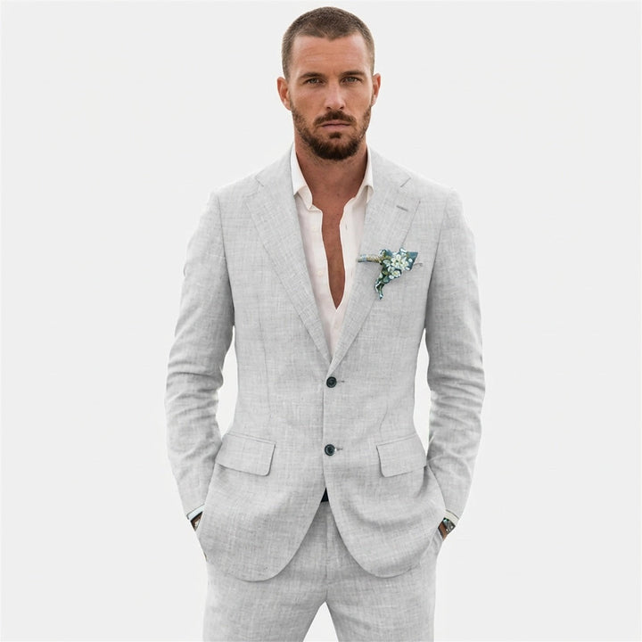 Emilio | Traje de Lino de Corte Relajado Hombre Solapa Clásica