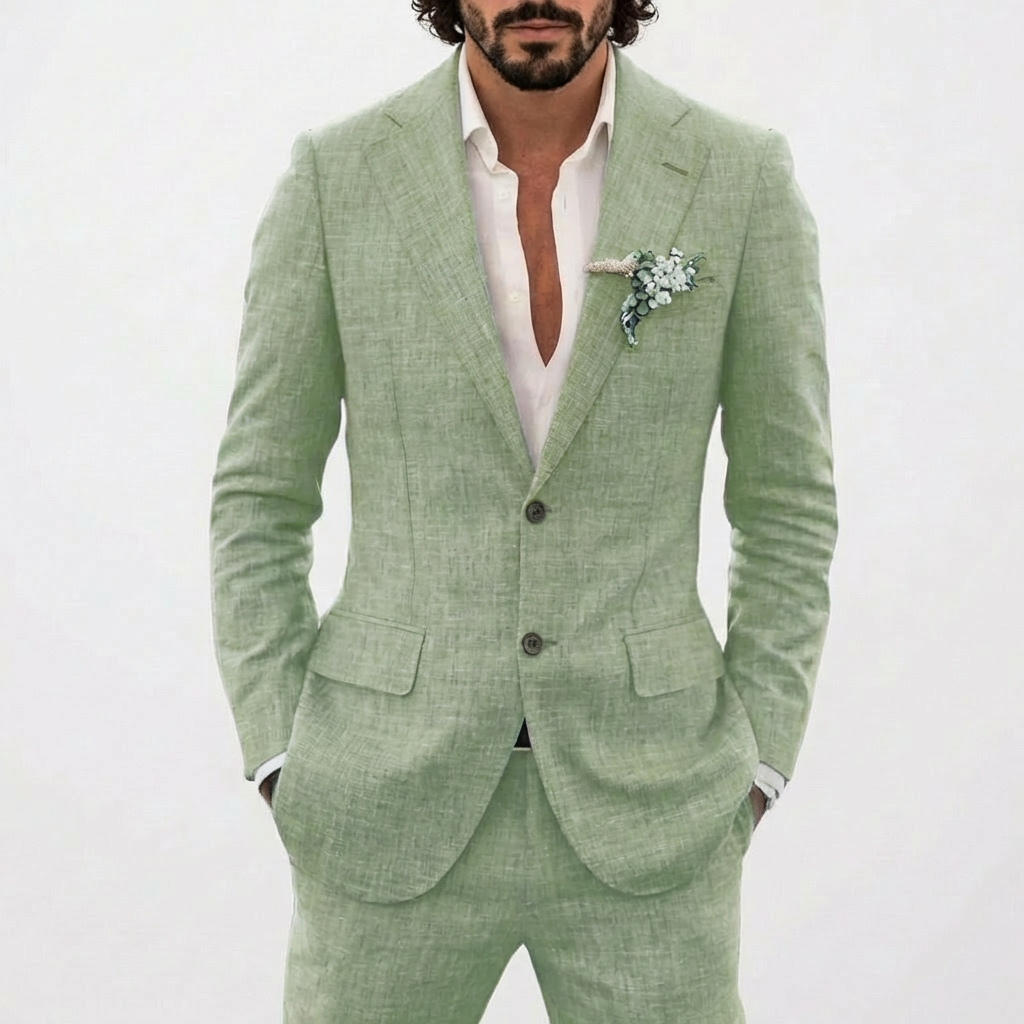 Emilio | Traje de Lino de Corte Relajado Hombre Solapa Clásica
