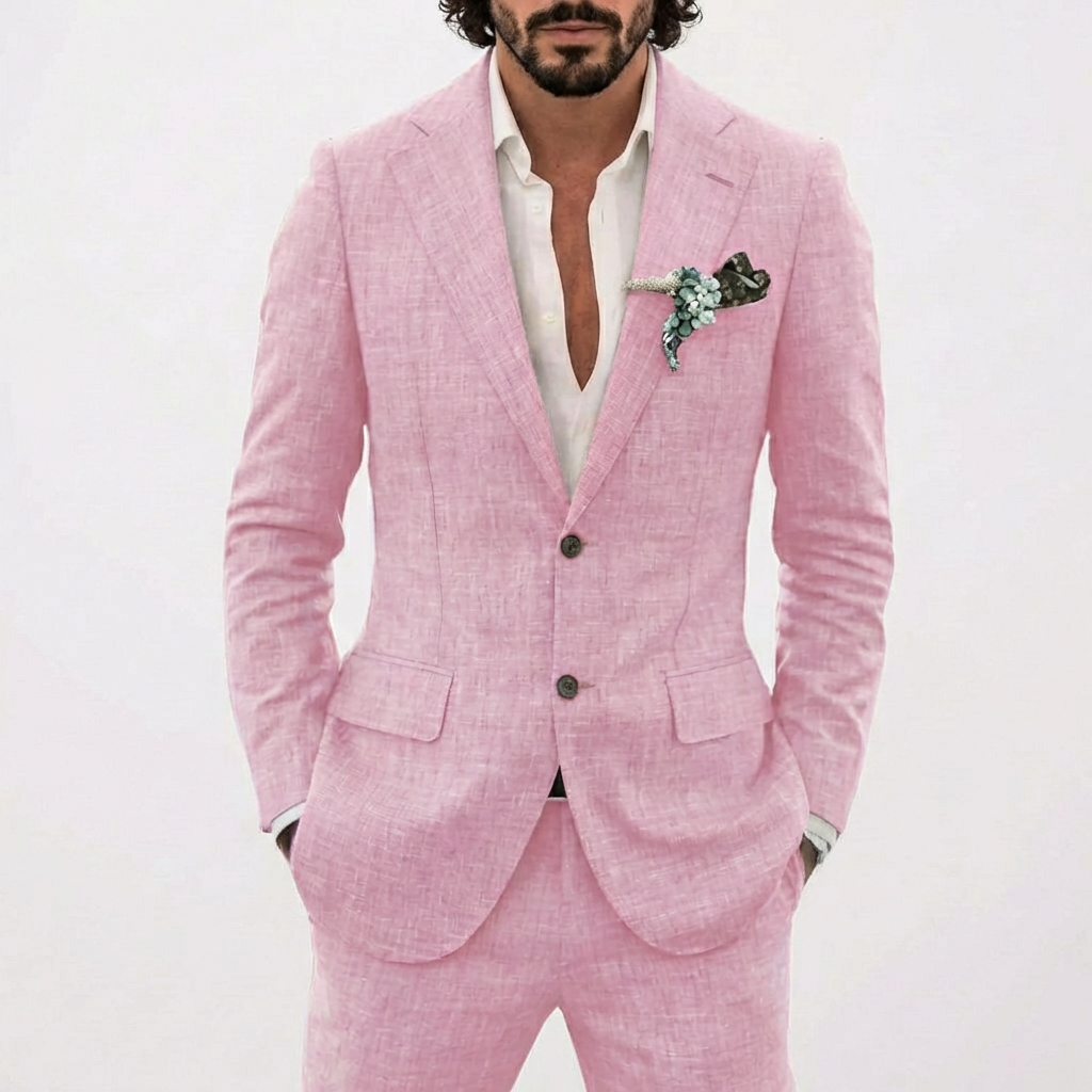 Emilio | Traje de Lino de Corte Relajado Hombre Solapa Clásica