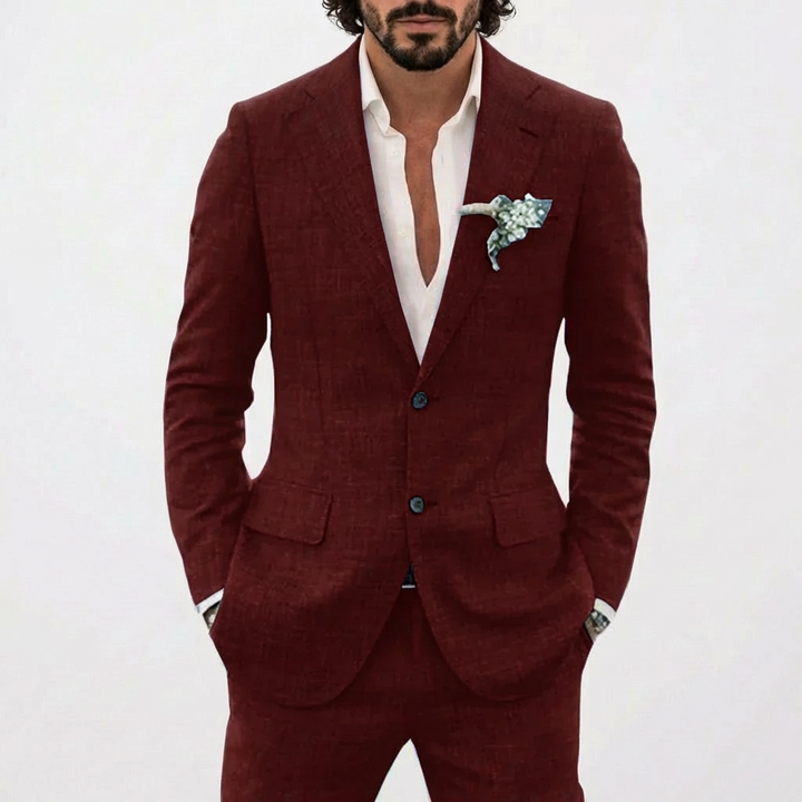 Emilio | Traje de Lino de Corte Relajado Hombre Solapa Clásica