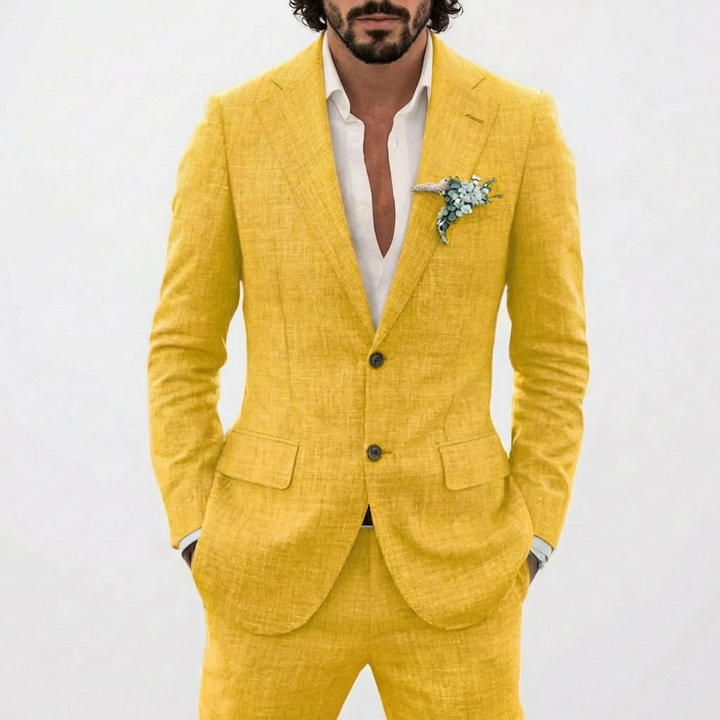 Emilio | Traje de Lino de Corte Relajado Hombre Solapa Clásica