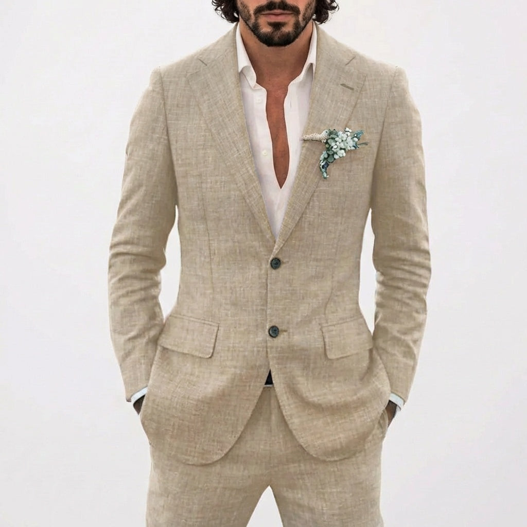 Emilio | Traje de Lino de Corte Relajado Hombre Solapa Clásica