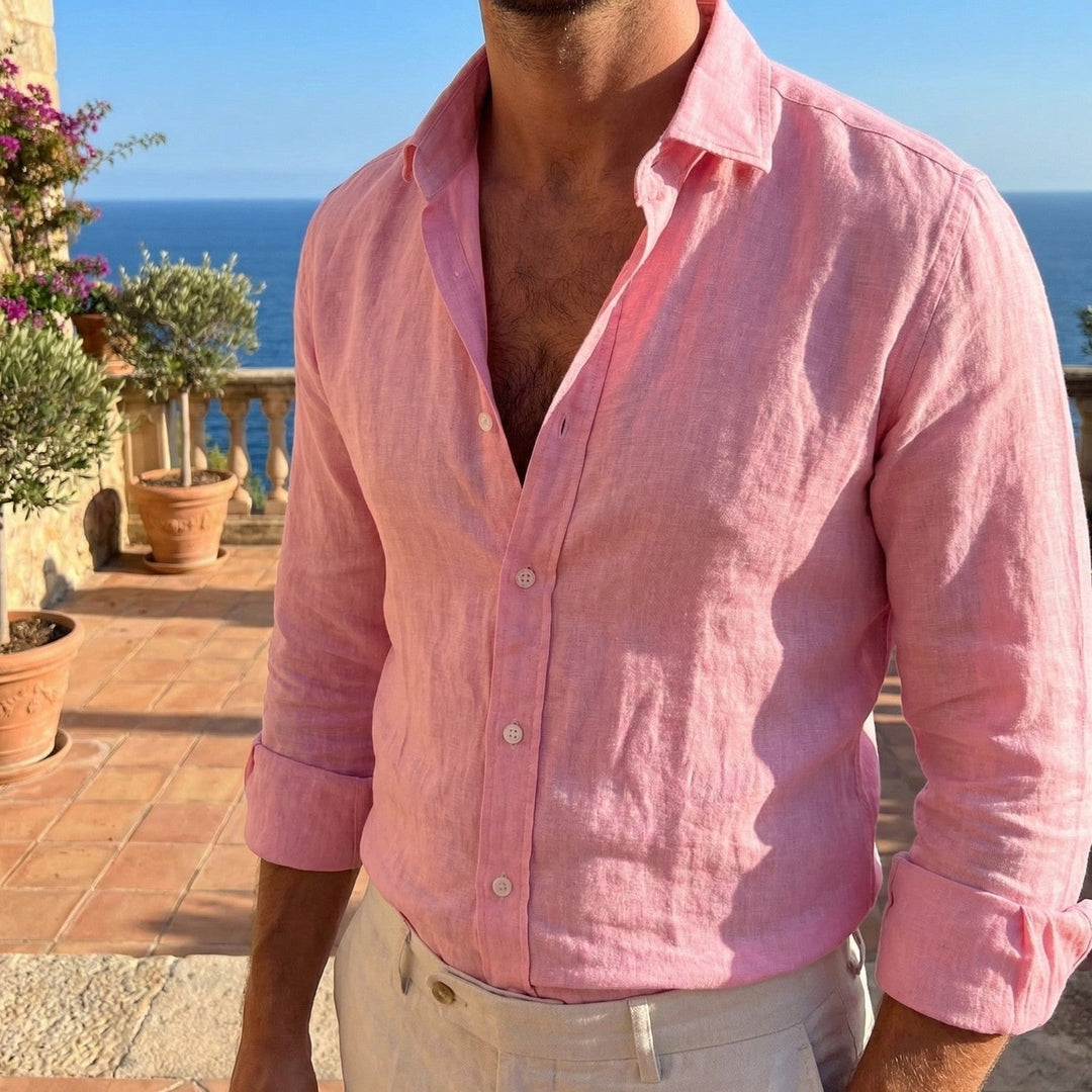 Fernando | Camisa de Lino de Manga Larga Hombre Ajuste Relajado