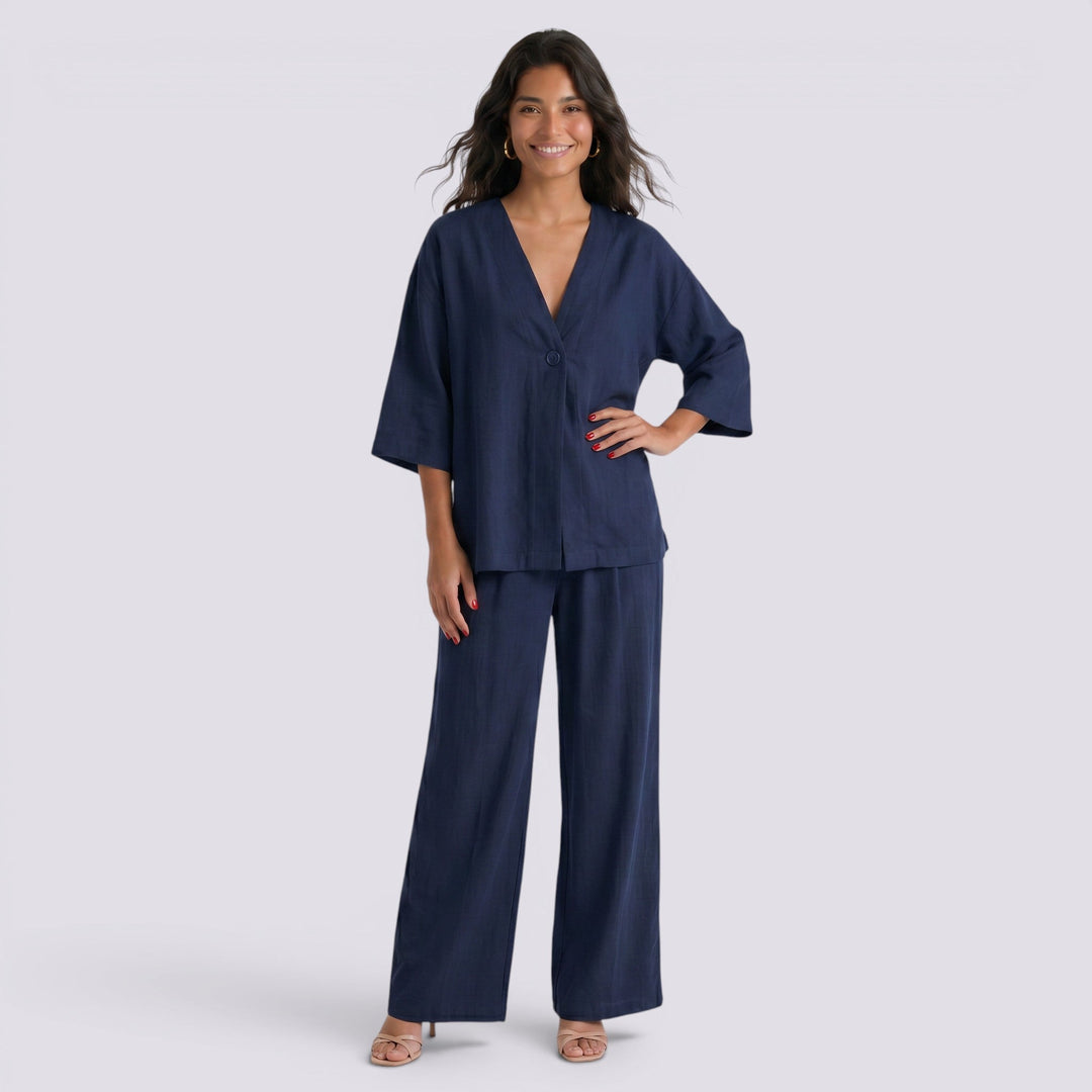 Conjunto Dos Piezas Mujer Pantalón Ancho
