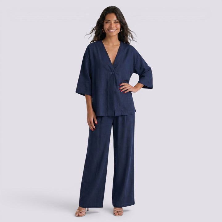 Conjunto Dos Piezas Mujer Pantalón Ancho