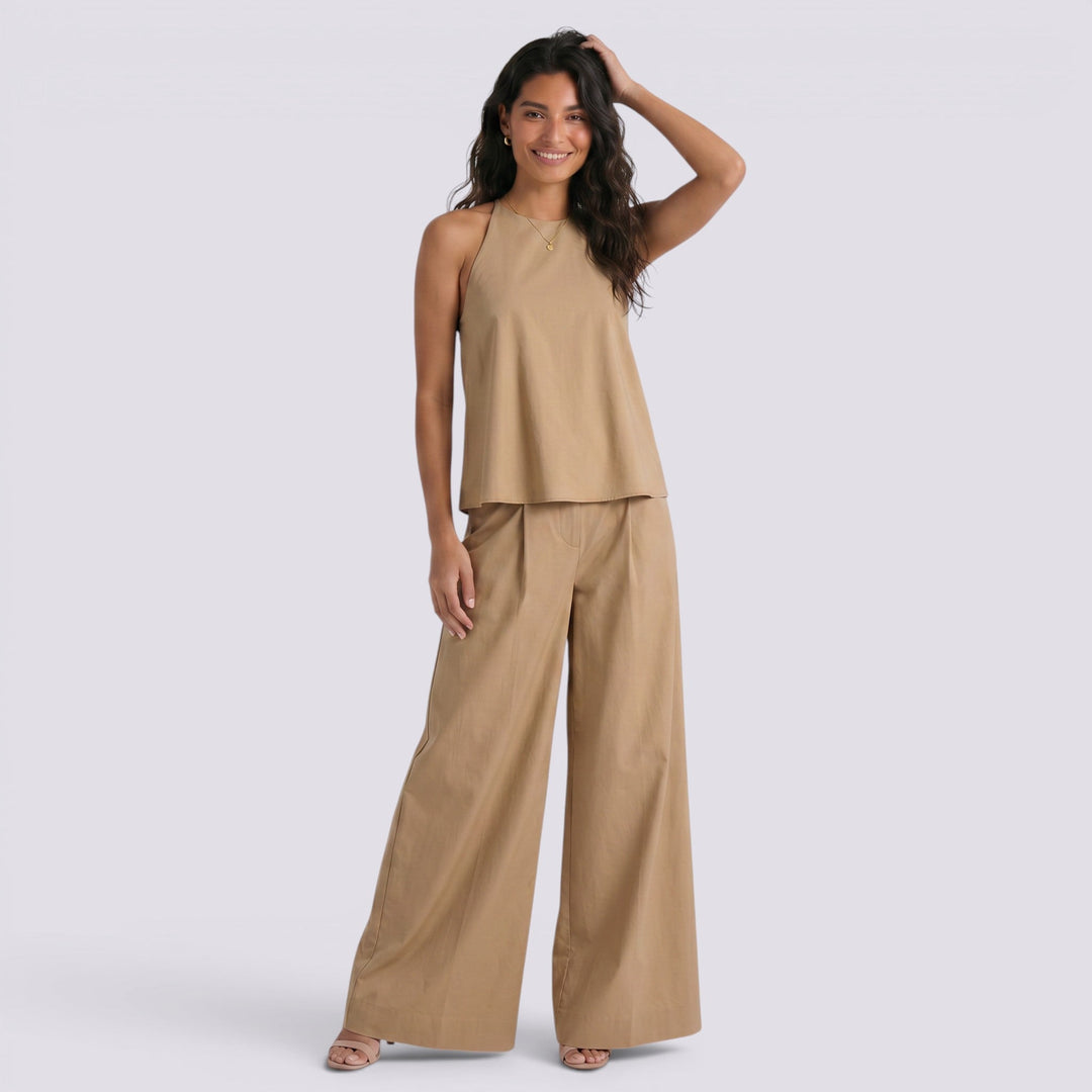 Conjunto Mujer Pantalón Ancho Top Halter