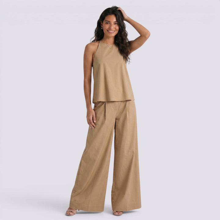 Conjunto Mujer Pantalón Ancho Top Halter