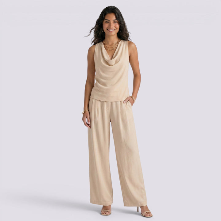 Conjunto Mujer Top Pantalón Ancho Verano Elegante