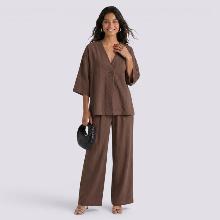 Conjunto Dos Piezas Mujer Pantalón Ancho