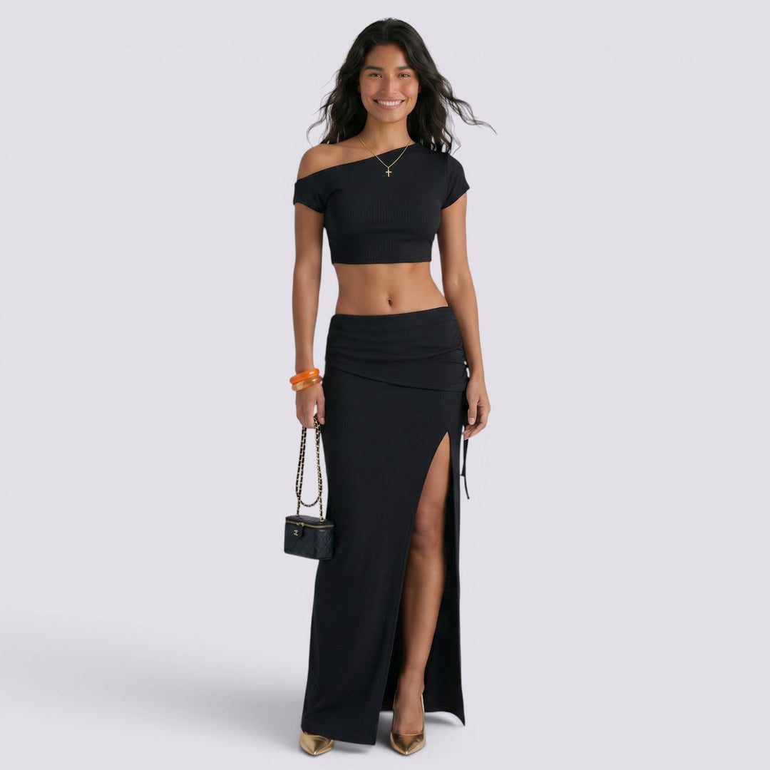 Conjunto Mujer Top y Falda Asimétrica