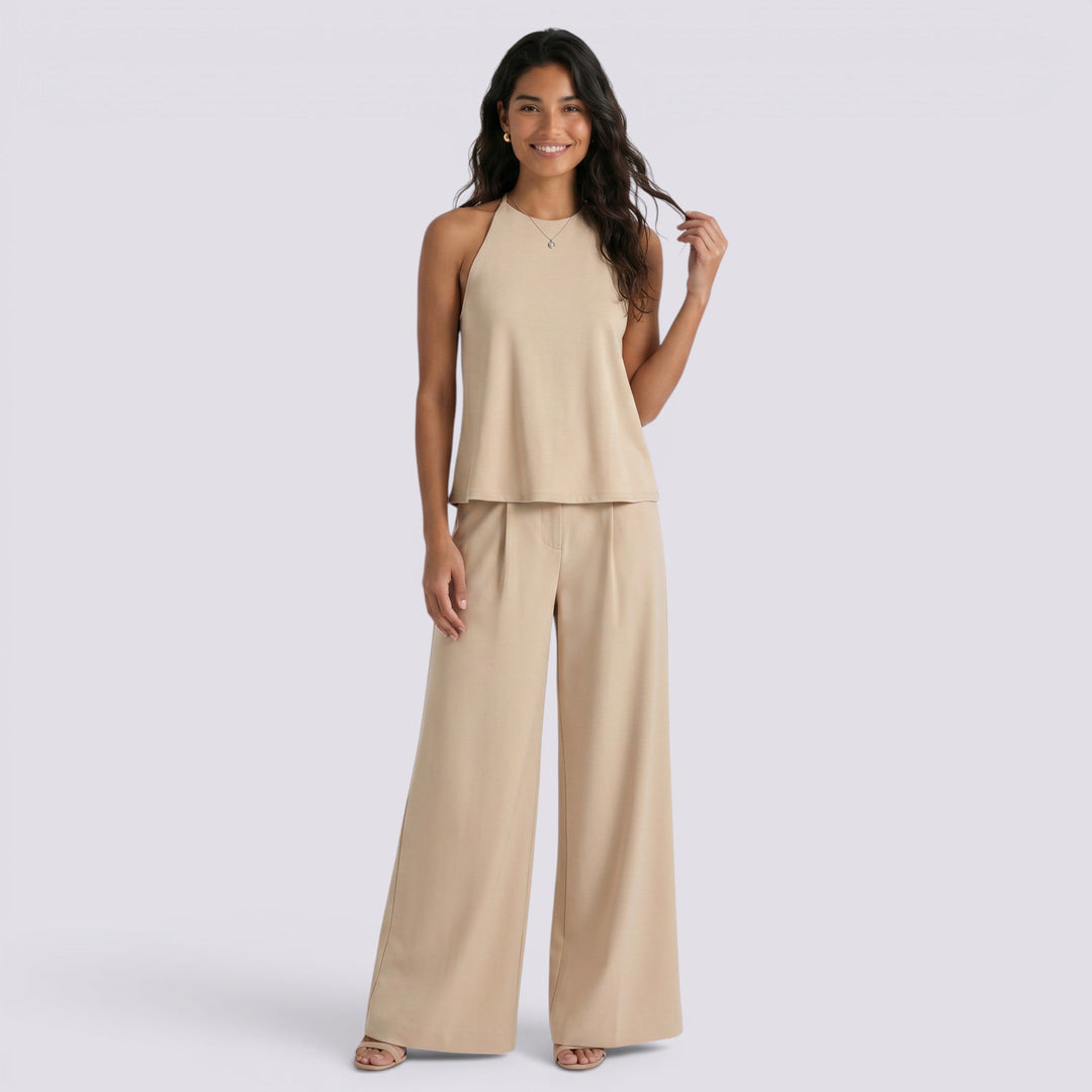 Conjunto Mujer Pantalón Ancho Top Halter