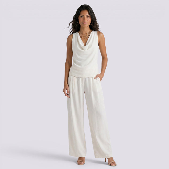 Conjunto Mujer Top Pantalón Ancho Verano Elegante