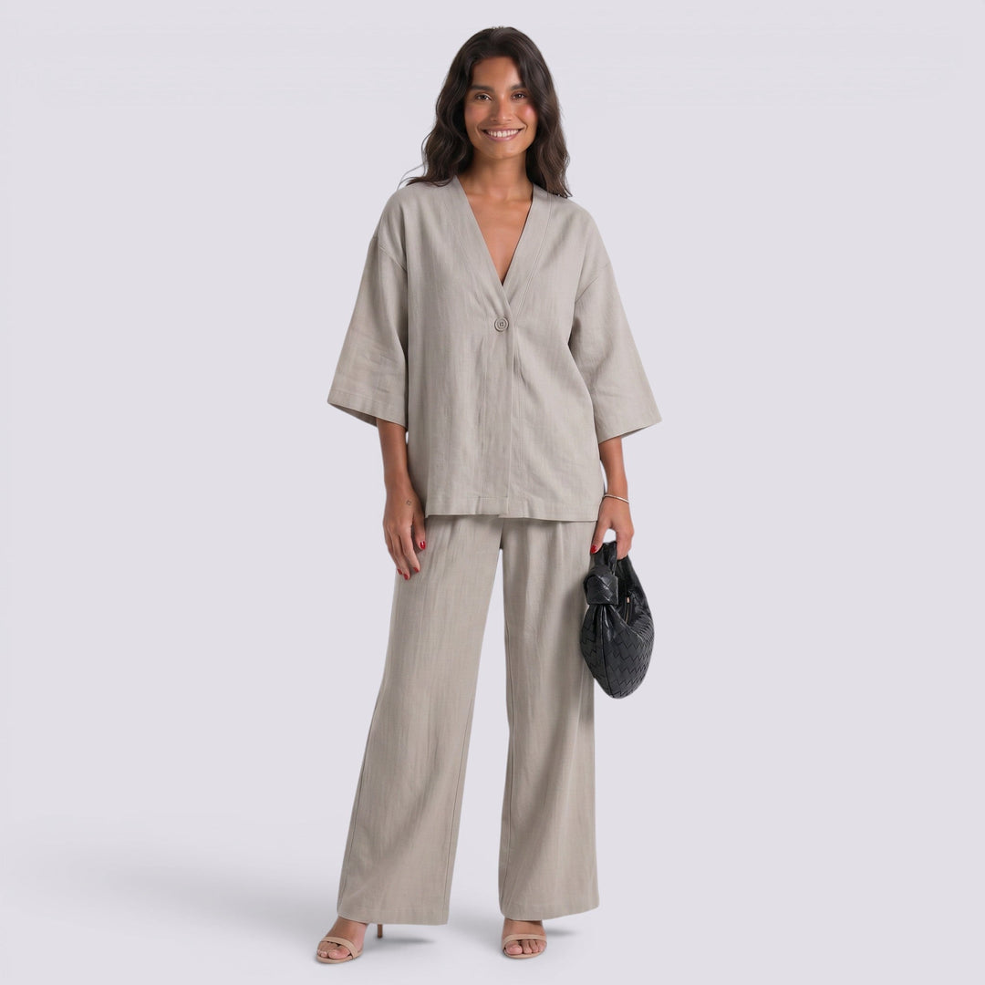 Conjunto Dos Piezas Mujer Pantalón Ancho