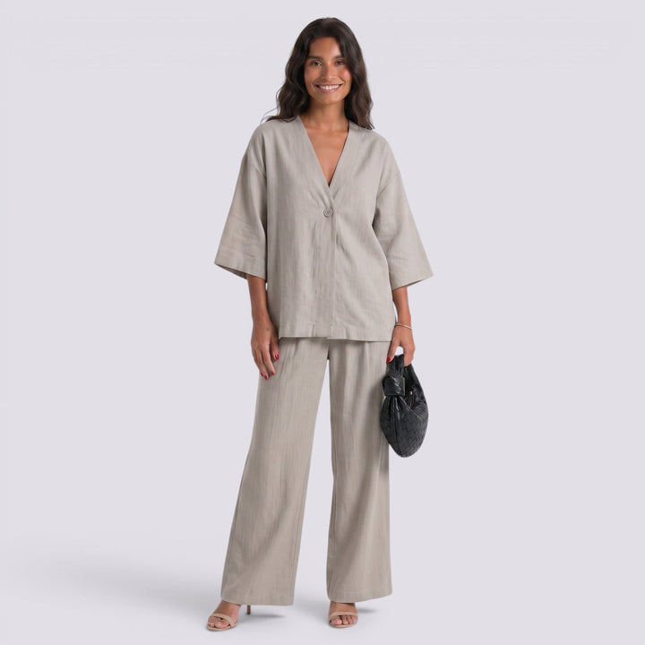 Conjunto Dos Piezas Mujer Pantalón Ancho