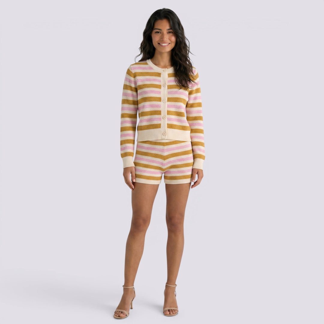 Conjunto Camisa Punto Rayas Mujer