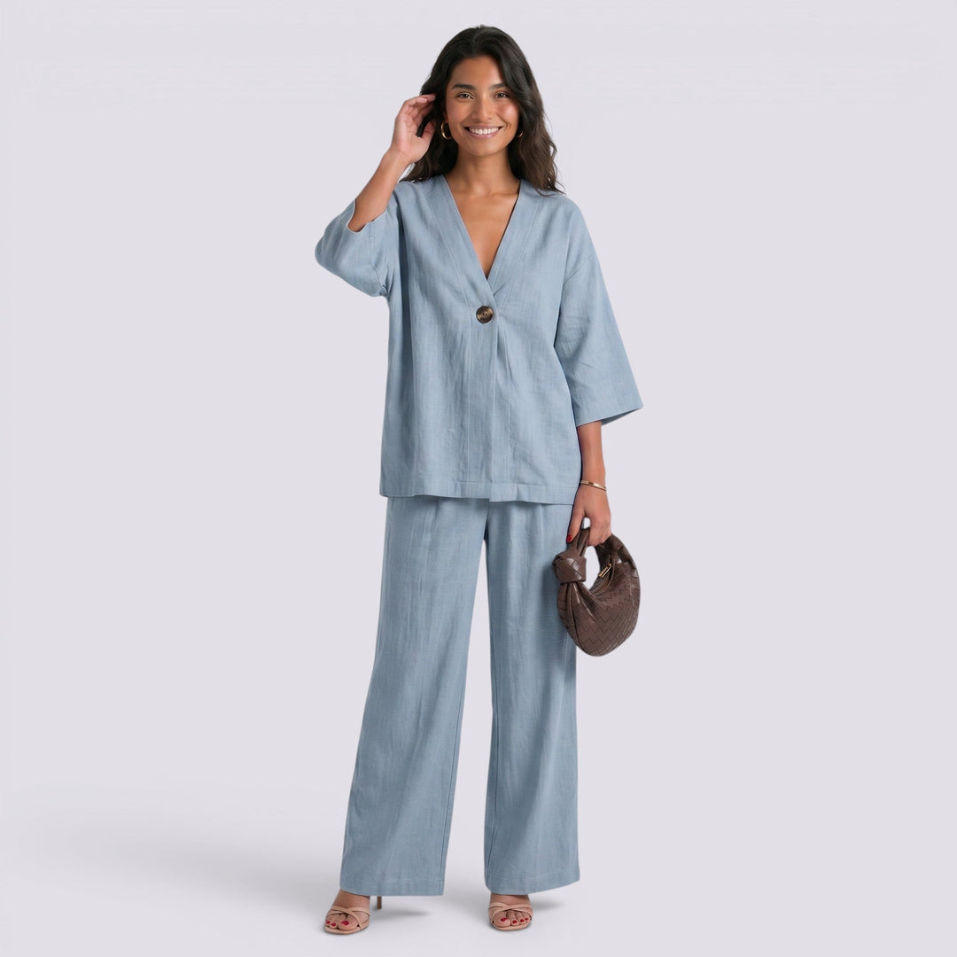 Conjunto Dos Piezas Mujer Pantalón Ancho