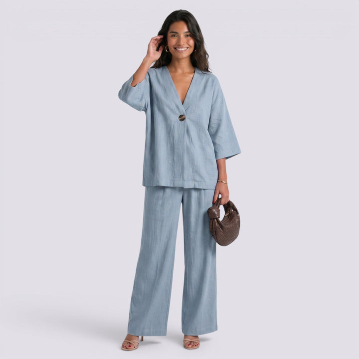Conjunto Dos Piezas Mujer Pantalón Ancho
