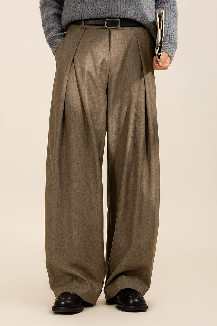 Guillermo | Pantalón de Pinzas Pierna Ancha Hombre Cintura Alta