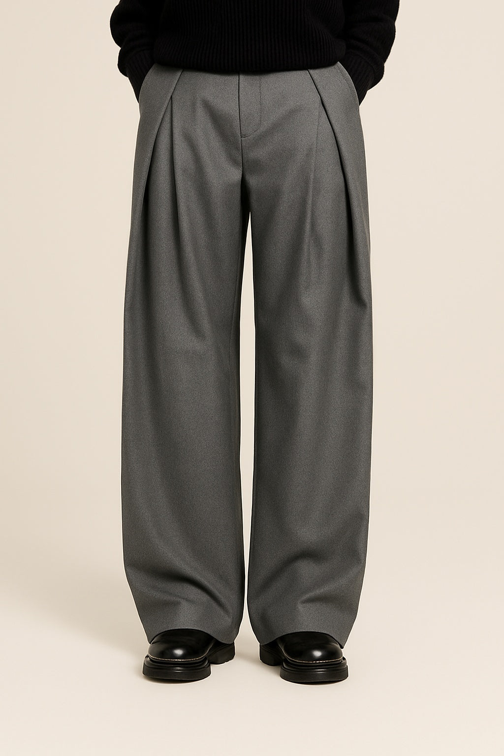Guillermo | Pantalón de Pinzas Pierna Ancha Hombre Cintura Alta