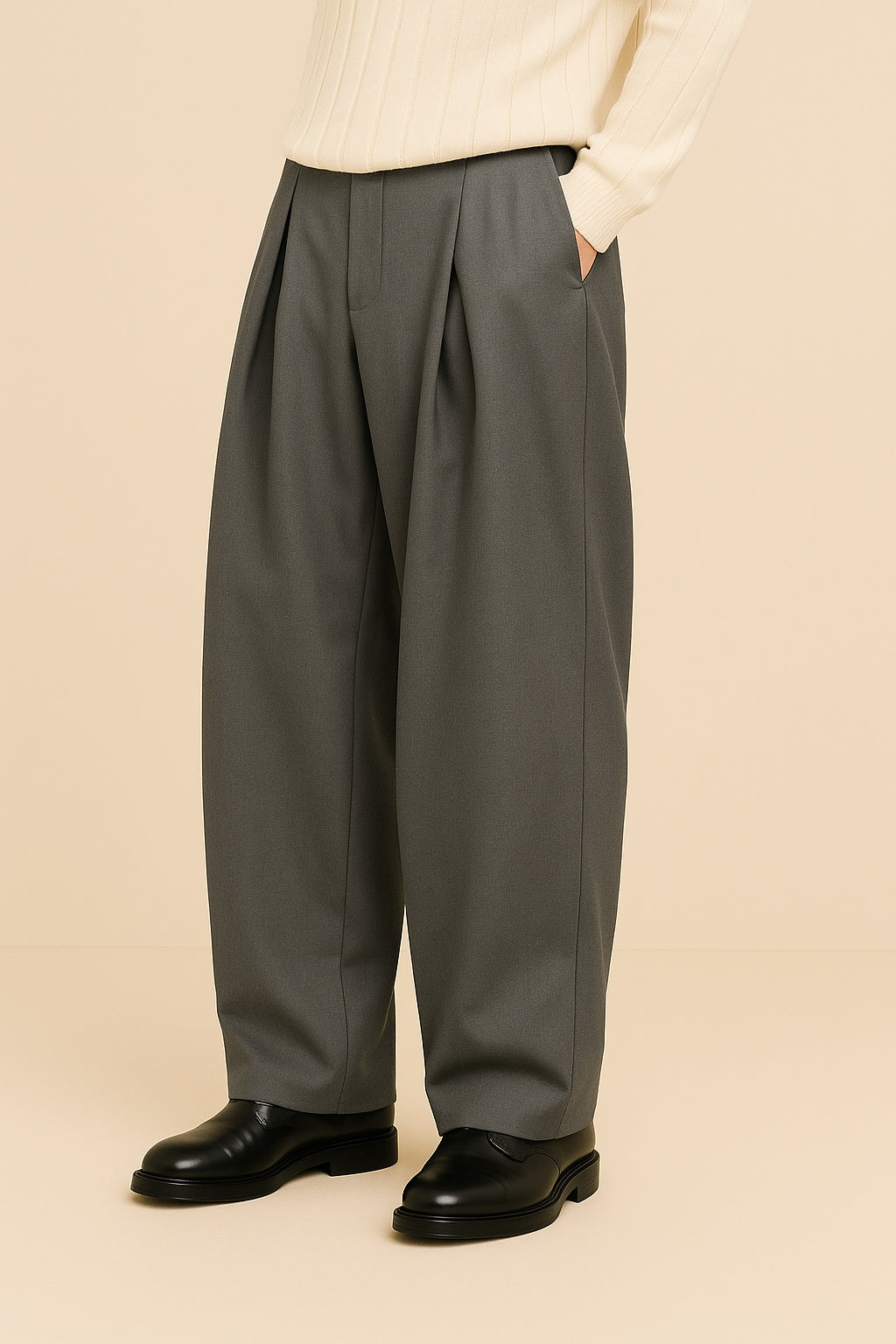 Guillermo | Pantalón de Pinzas Pierna Ancha Hombre Cintura Alta